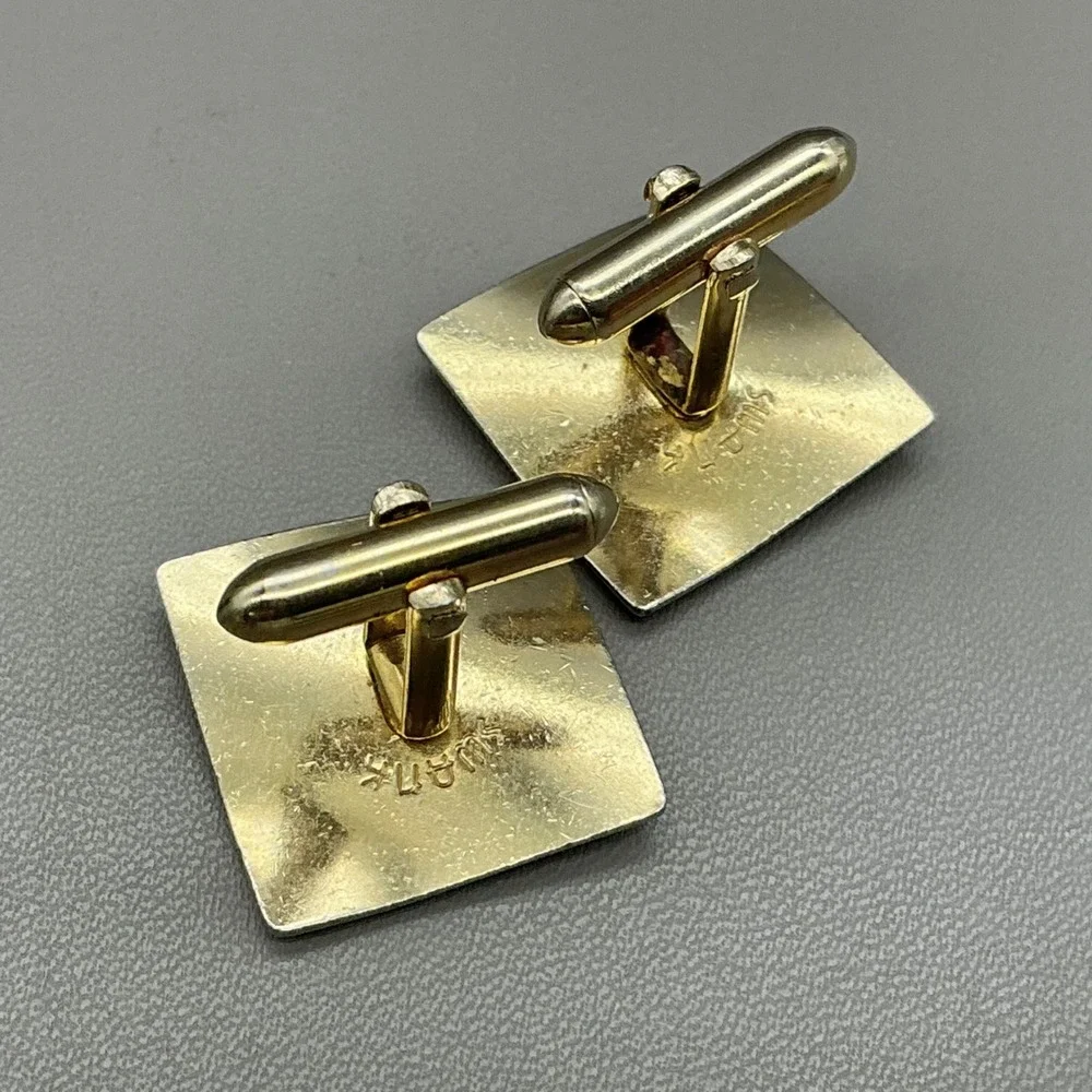 Swank Gold Tone Cufflinks Atomic Starburst Mid Century Modern Men's Vintage